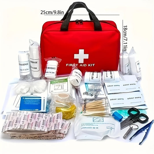 188pcs Ultimate First Aid Kit with Scissors and Whistle – Ideal for Home, Travel, Camping and Hiking Adventures