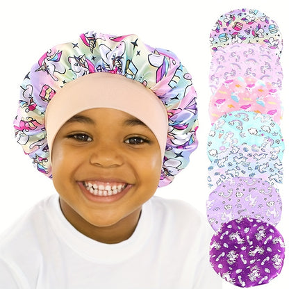 Unicorn Cartoon Children's Colorful Sleeping Hat - Baby Hair Protection Hat