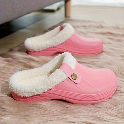 Warm and Cozy Solid Color Round Toe Slippers - Non-Slip Sole for Indoor Comfort