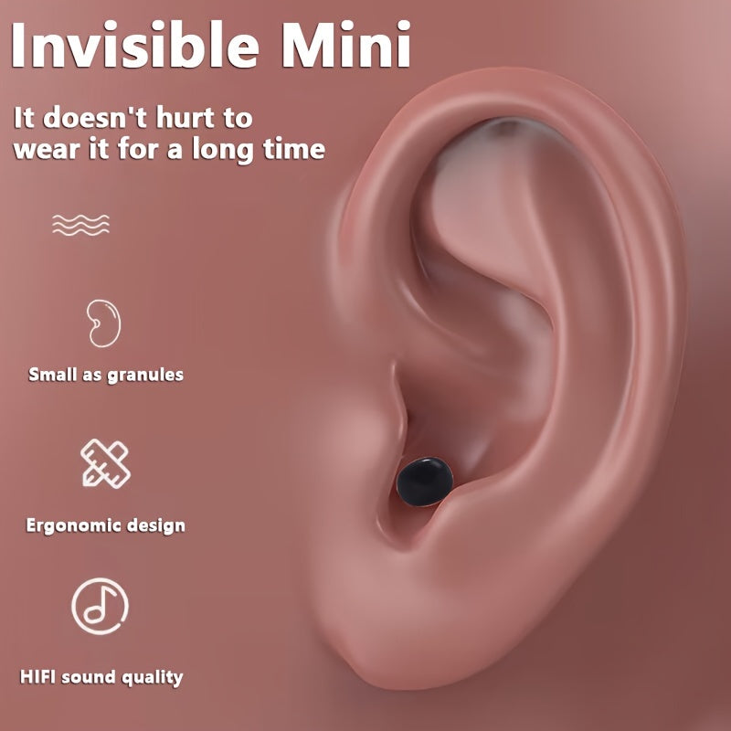 In-Ear Wireless Headset – Mini Ultra Small Sleep Design, Invisible Noise Reduction with High Sound Quality, Voice Touch Operation for Work and Class