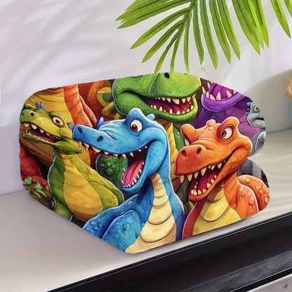 Cute Smiling Dinosaurs Flannel Throw Blanket - HD Digital Print, All-Season Cozy, Thermo-Regulating, 100% Polyester, Perfect for Napping and Christmas Gift