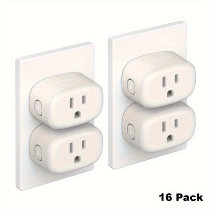 Nooie NSP01 WiFi Smart Plug 4/8/16pcs Set - Voice Control, Timer, Child Safety Lock, Compatible with Alexa & Google Home, 2.4G, 10Amp, Easy Setup, Space-Saving Design