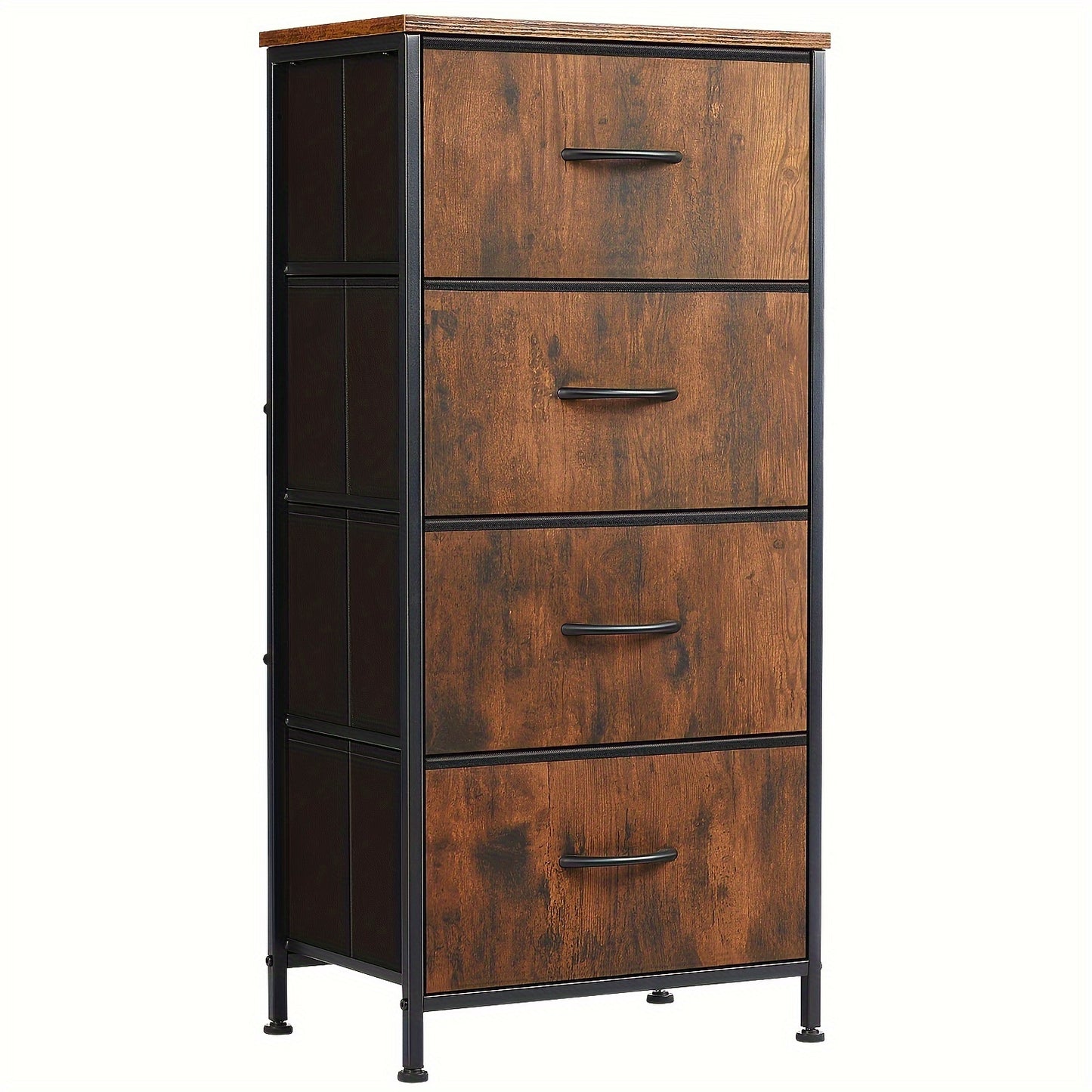 Dresser with 4 Drawers – Fabric Closet Organizer, Metal Frame & Wood Tabletop, Chest Storage Tower for Bedroom, Nursery, Living Room, Entryway