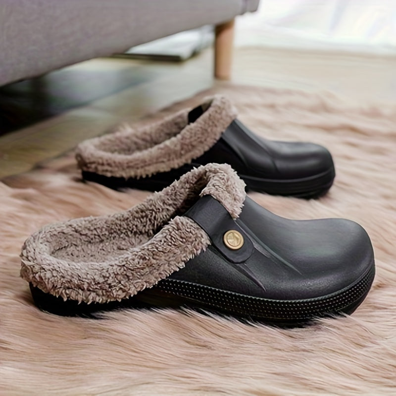 Warm and Cozy Solid Color Round Toe Slippers - Non-Slip Sole for Indoor Comfort