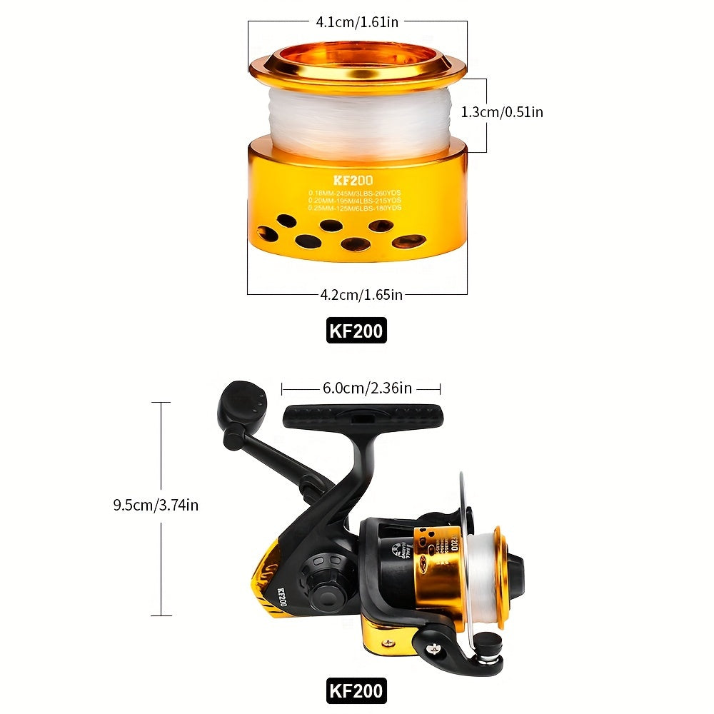 PROBEROS 1pc Gear Ratio 5.2:1 Spinning Reel with Fishing Line - Portable 1BB Plastic Fishing Reel, Fishing Supplies