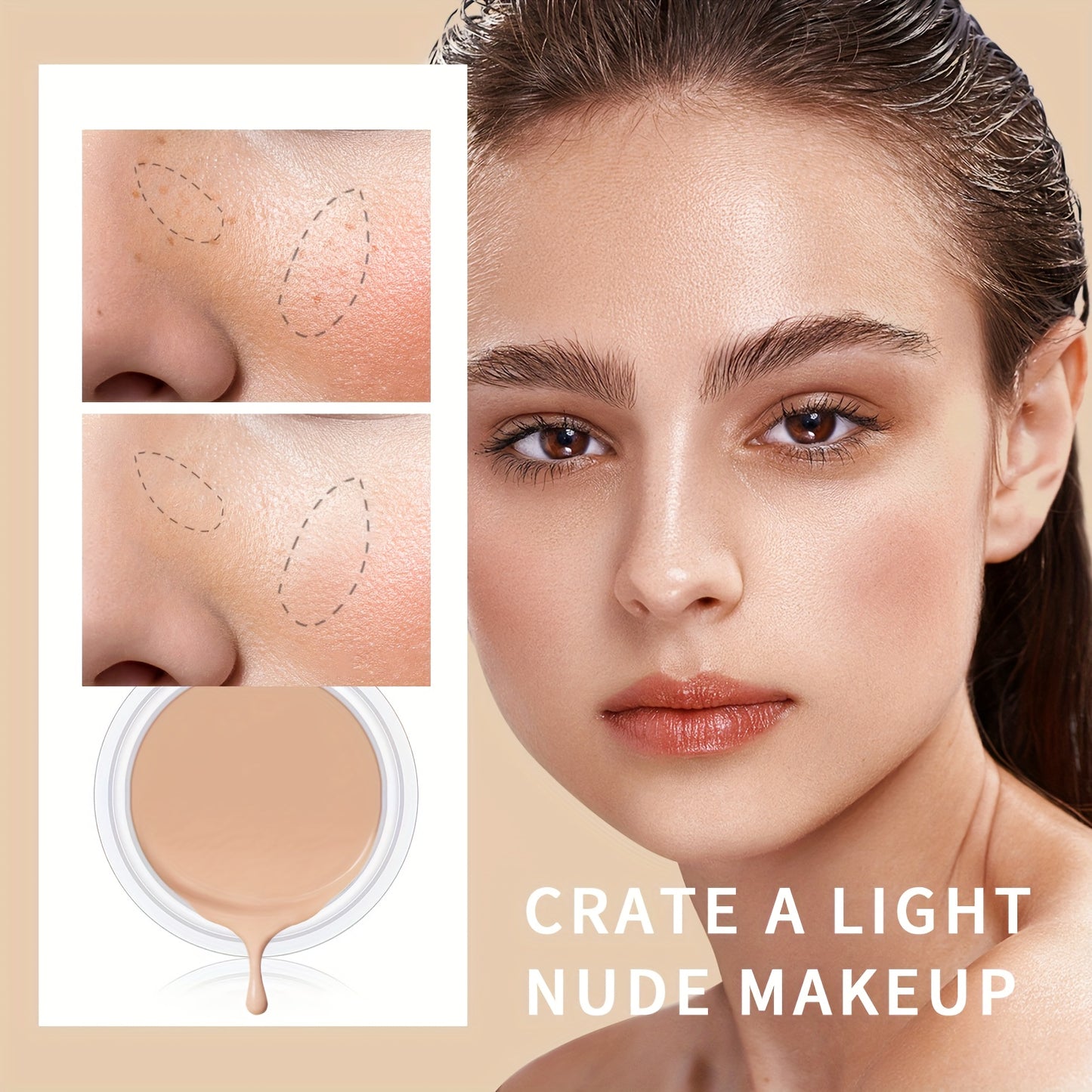 Full Coverage Concealer – Natural Dark Circles Foundation for Mature Skin, Covers Spots, Acne Marks, Tear Gaps, and Contours, Long-Lasting Body Concealer