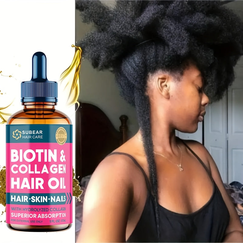 Biotin Hair Growth Serum - Thickening Oil for Thin, Damaged, and Frizzy Hair, Healthier Scalp for Men and Women, 1 Fl Oz