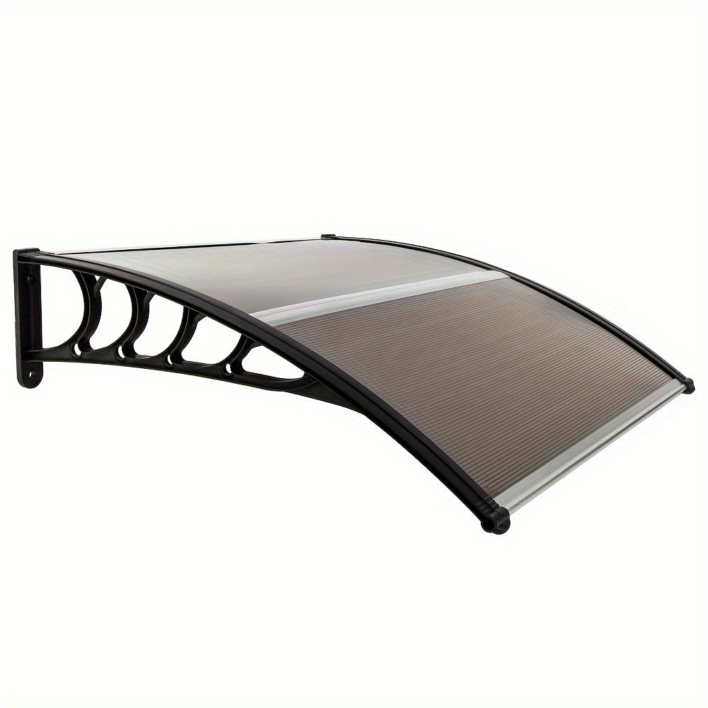 Large Door Window Awning Canopy – Durable Outdoor Sunshade with Plastic Brackets, Sturdy Aluminum Strips, Water-Resistant Panel – Easy Installation, 40 x 38 in (100 x 96 cm)