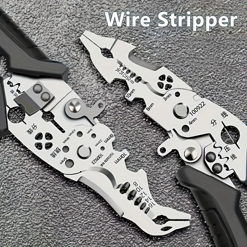 Industrial-Grade Wire Stripper - Non-Slip Grip, Copper Cutting, Crimping and Stripping Tool for Electricians