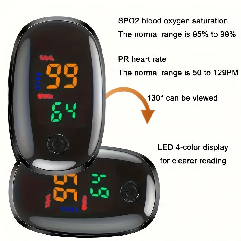 Fingertip Pulse Oximeter - Blood Oxygen Saturation Monitor (SpO2) with Pulse Rate and Bar Graph - Portable Digital LED Display (Batteries Not Included)