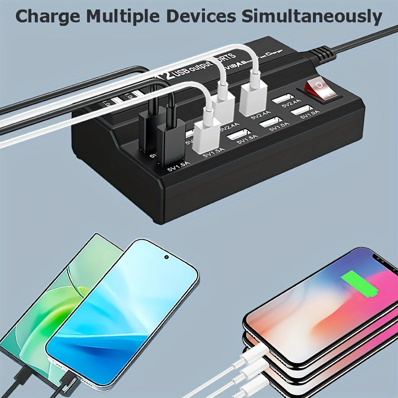 60W 12-Port USB Phone Charger - Fast Charging Station for All Smartphones, iPhone, iPad, Android, Cameras and More