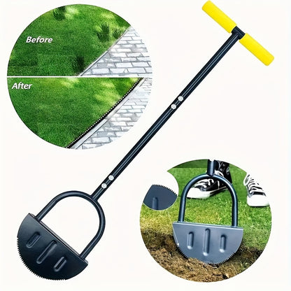 Full Steel Stand-Up Garden Edger with T Grip - Effortless Lawn Trimming and Edging Tool