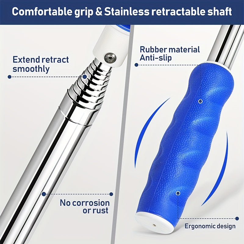 Stainless Steel Telescopic Golf Ball Retriever - 6FT/9FT/12FT/15FT, Anti-Sliding Rubber Grip, Durable Picker