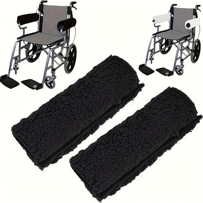 2 Pack Soft Wheelchair Armrest Covers – Non-Slip Protective Pads for Office Chair Arms, Comfort Travel Accessories – Black