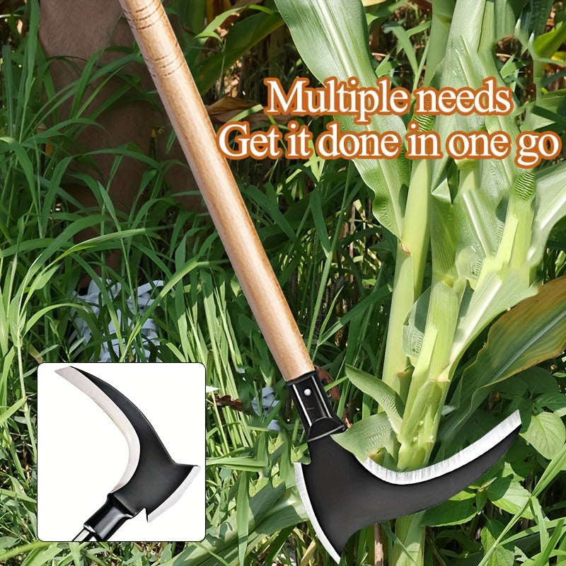 21.7-Inch Double-Sided Blade Cutting Sickle - High Manganese Steel, Dual-Use for Agriculture, Horticulture, and Outdoor Activities, Ideal for Weeding and Cutting Firewood