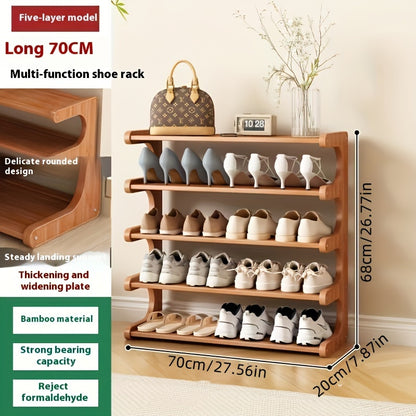 Space-Saving Bamboo Shoe Rack - Easy Assembly, Wood Grain Finish, Freestanding Storage for Dormitory and Entryway