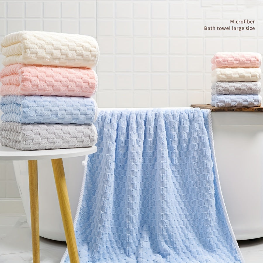 4-Pack Waffle Weave Bath Towels – Ultra-Absorbent Quick-Dry Microfiber Towels for Adults – Soft, Durable Spa & Gym Towels – 80% Polyester, 20% Polyamide, Unscented