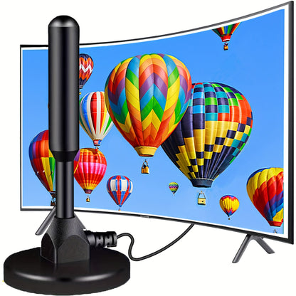 2024 Upgraded Indoor HDTV Antenna - 360° Long Range, Strong Magnetic Base, 4K 1080P UHF VHF, USB Powered - No Battery Required