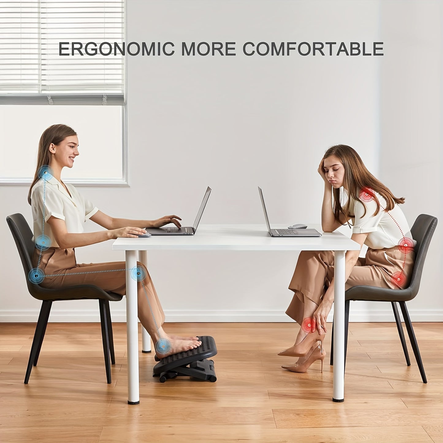 Adjustable Ergonomic Footrest with Air Spring Bracket – 4.4-19.8 Lb Load, Massage Roller, 3 Heights, 30° Tilt – Includes Single Display Arm for 13-32" Screen – Perfect Home Office Accessory and Christmas Gift