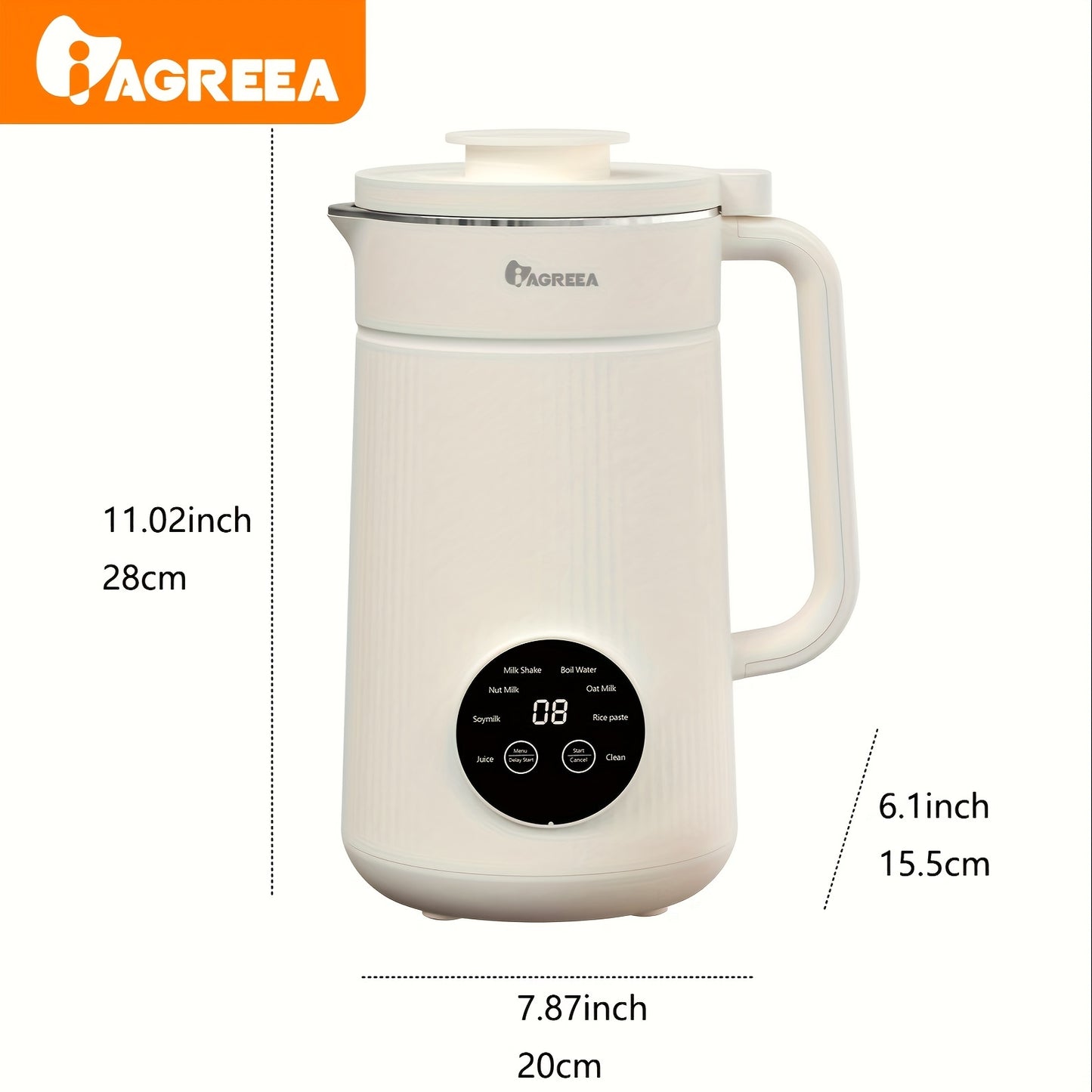 1000ml Soybean Milk Master - Automatic Temperature Control, Intelligent Touch, One-Button Cleaning, Boiling-Free Juicer - Stainless Steel, White, Kitchen Essential for Nut and Soy Milk