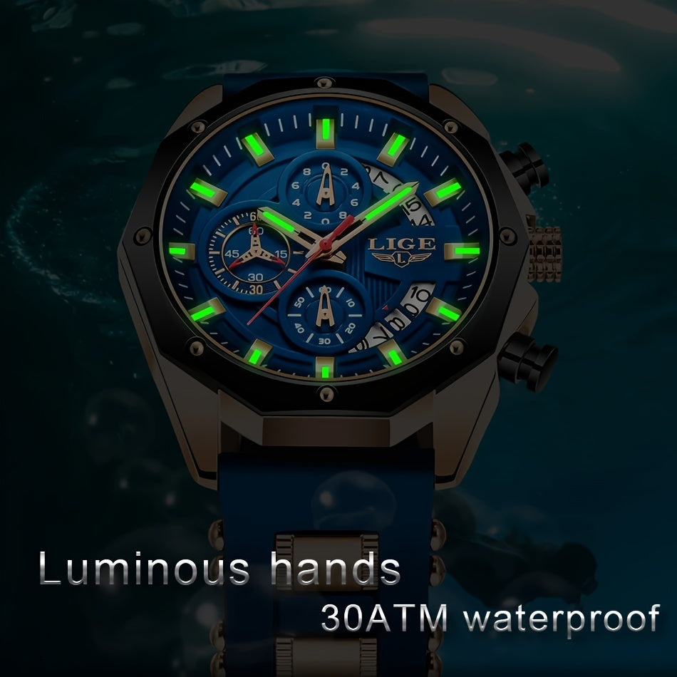 2024 Premium Classic Men's Watch – Chronograph Calendar, Luminous Quartz, Outdoor Casual Waterproof Sports Watch – Ideal Gift for Students or Men