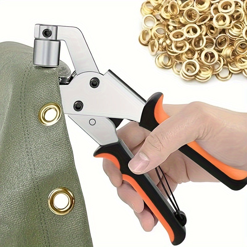 Complete Eyelet Punch Kit with 200pcs 10mm Grommets - Versatile Tool Set for DIY Tarp, Fabric and Faux Leather Crafts and Repairs