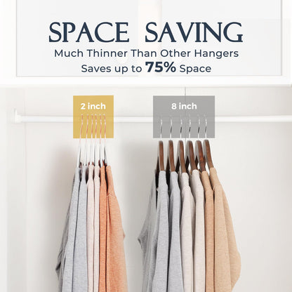 20/30/60 Pack Velvet Hangers - Premium Non-Slip Felt Hangers with Sturdy Black/White Finish - Heavy Duty Coat and Suit Hangers with Space-Saving 360° Rotating Rose Gold/Galvanized Metal Hook