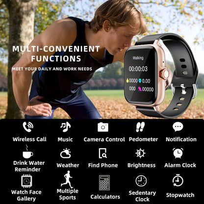 Waterproof Smart Watch – 1.83'' Full Touch Screen, Call and Message Alerts, Sleep Monitoring, Sports Pedometer – Compatible with iPhone/Android, Fitness Watch for Men/Women – Ideal Gift for Friends and Birthdays