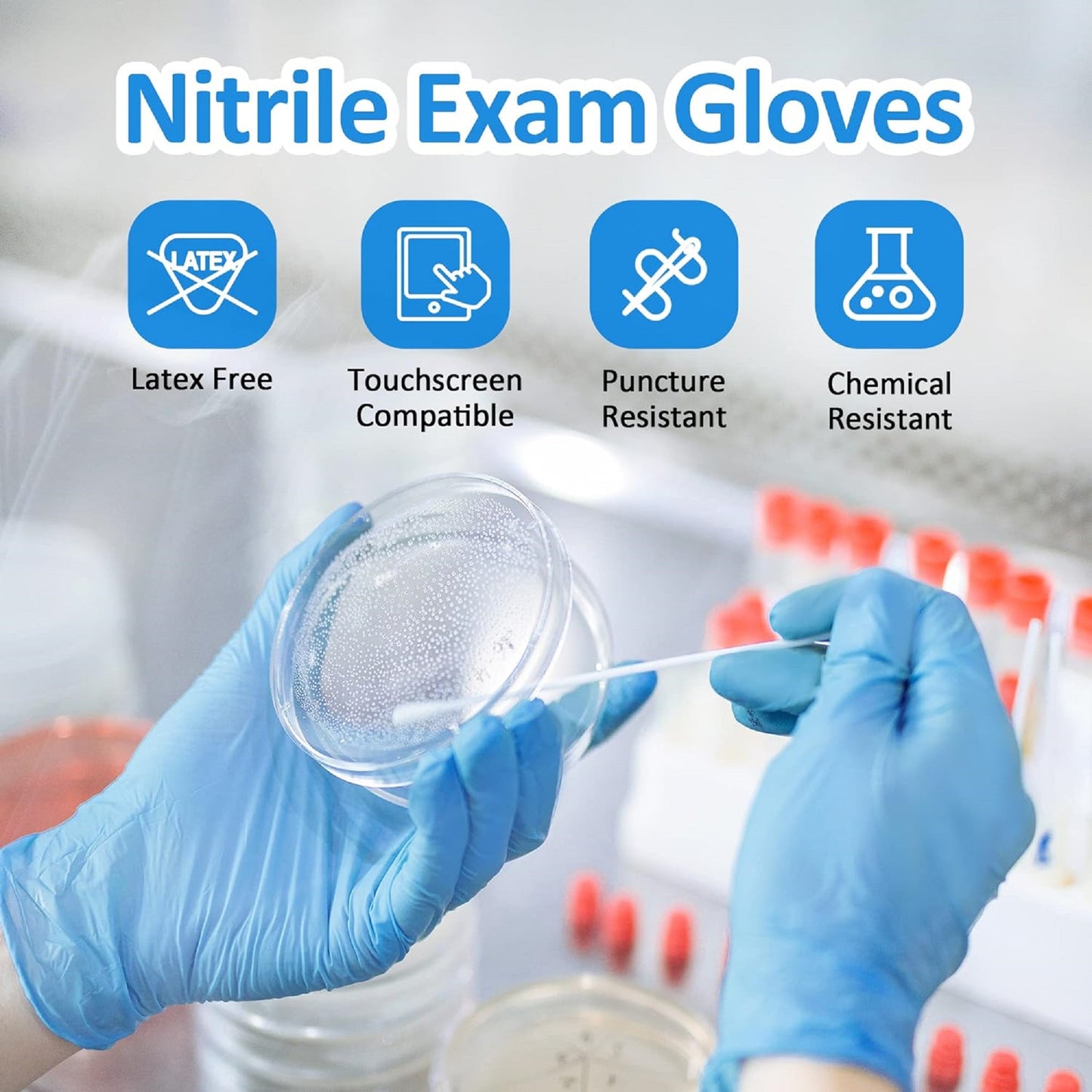 100pc Disposable Nitrile Gloves: 3-Mil Latex-Free for Tattoo, Nail, Hair Salon and Cleaning Use