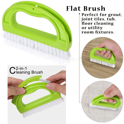 4pcs Deep Cleaning Grout Cleaner Brush Set – Handle Scrub Brush for Tiles, Joints, Stovetops, Kitchen & Bathroom, Easy and Effective Spotless Cleaning