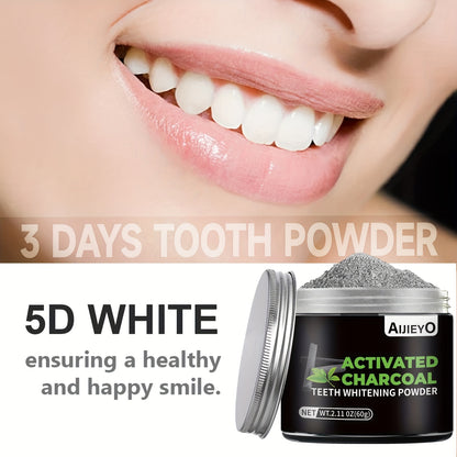 AIJIEYO Activated Charcoal Teeth Whitening Powder – Brightening Tooth Polish, Deep Cleaning, Natural Whitening, Plaque Cleaner, Freshens Breath – Mint Flavor for Daily Use