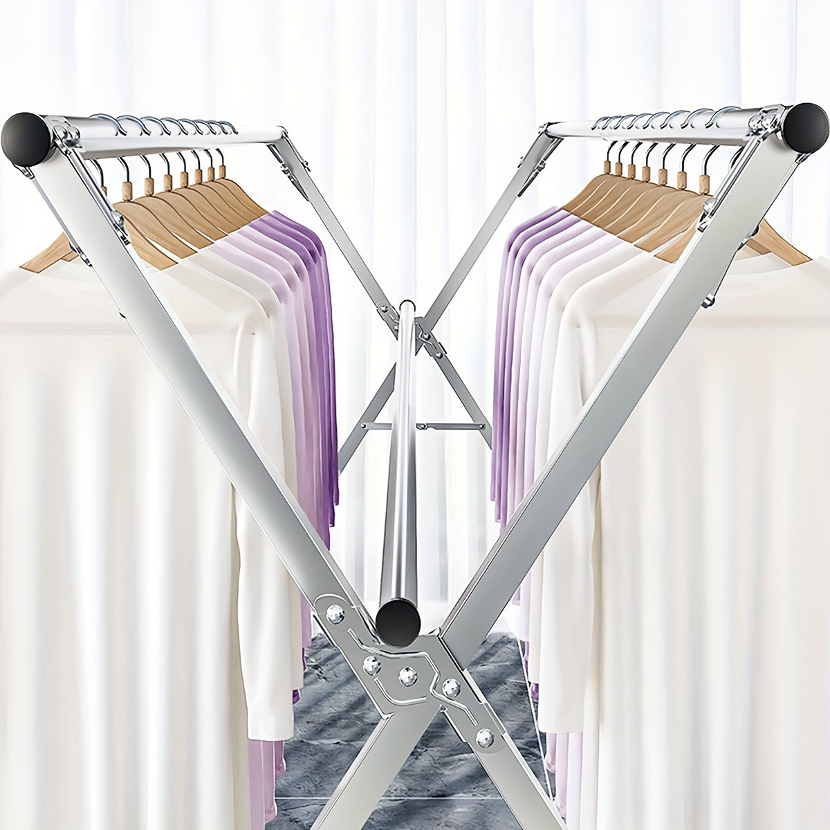 78.7 Inch Folding Clothes Drying Rack - Collapsible Stainless Steel Indoor/Outdoor Laundry Rack, Heavy Duty Clothesline for Drying Clothing