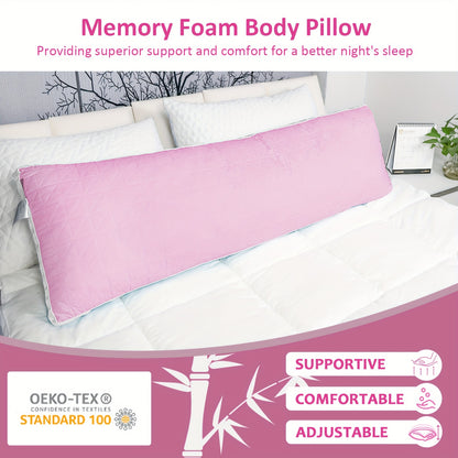 Memory Foam Body Pillow - Full Body Pillow for Adults, Firm Support for Side, Back & Stomach Sleepers, Ideal for Pregnancy