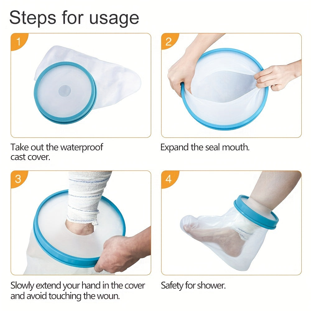 Adult Foot Cast Cover - Reusable Waterproof Bath Protector (7.48''x13.38'') with Watertight Seal for Shower - Fits Most Male and Female Feet