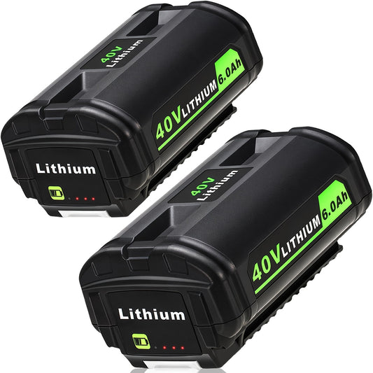 High-Capacity 40V 6.0Ah Lithium Battery Replacement – Compatible with Ryobi 40V Cordless Tools – Long-Lasting, Reliable, Safe Performance