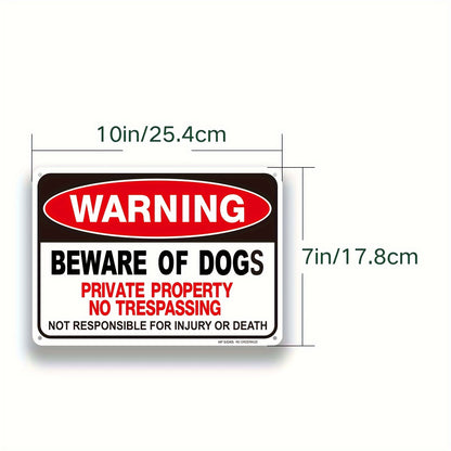 2 Pack Beware of Dog Signs - 10x7" Aluminum Warning Signs with High Reflective Film for Private Property & Driveways - Not Responsible for Injury or Death Alert