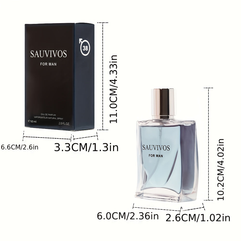 60ml Seductive Eau De Parfum for Men - Long-Lasting Lemon, Prickly Ash & Cedar Wood Fragrance, Perfect for Dating, Daily Use, and Christmas Gift