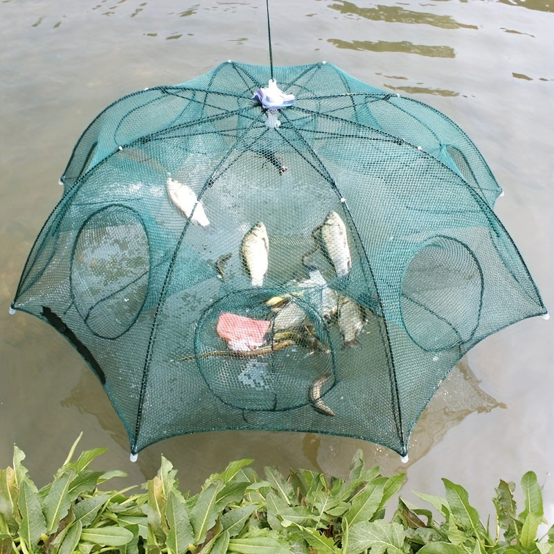 Foldable Hexagonal Fishing Net – 4/6/8/10 Holes for Minnow, Crayfish, and Crabs – Portable and Easy to Use