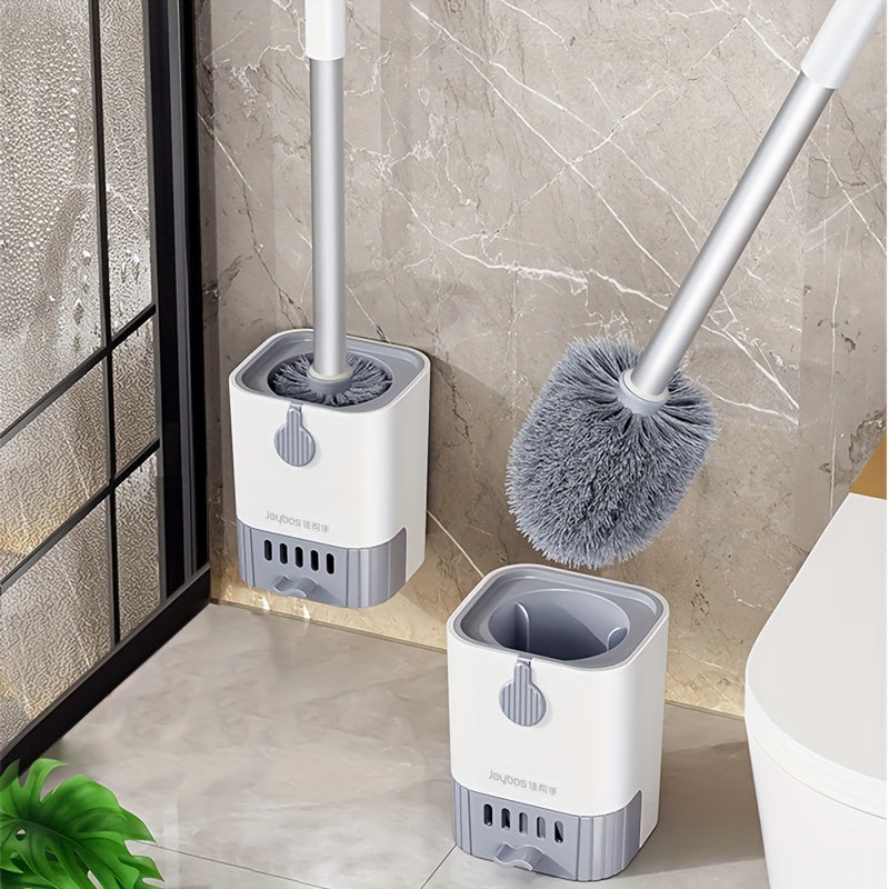 Toilet Brush with Holder Set – Wall Mounted Long Handle Cleaning Brush, Flexible Design for No Dead Corners, Ideal Bathroom Cleaning Tool