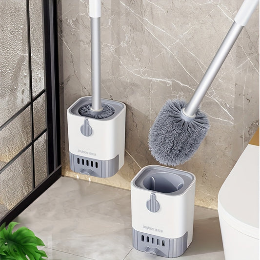 Toilet Brush with Holder Set – Wall Mounted Long Handle Cleaning Brush, Flexible Design for No Dead Corners, Ideal Bathroom Cleaning Tool