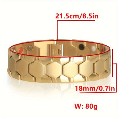 4-in-1 Boho Style Alloy Men's Titanium Steel Magnetic Bracelet – Waterproof, Colorfast, Stylish Accessory for Everyday Wear – Ideal Gift for Him