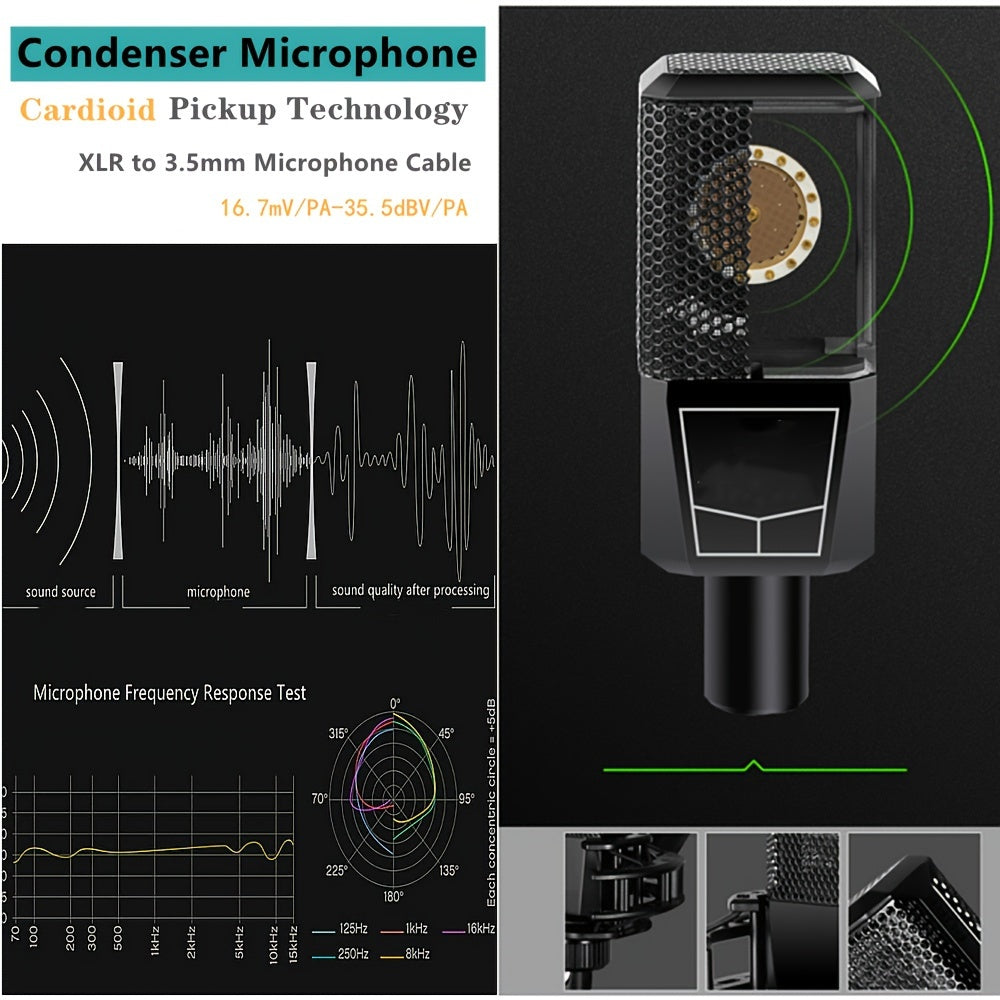 2 Person Podcast Equipment Bundle - K300 Voice Changer, Condenser Microphone and Live Sound Card for Recording, Singing, Streaming, and Gaming