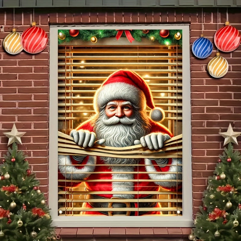 HEGO Polyester Santa Window Cover - Festive Door Banner for Christmas & New Year, Multipurpose Home & Outdoor Decoration, No Electricity Required