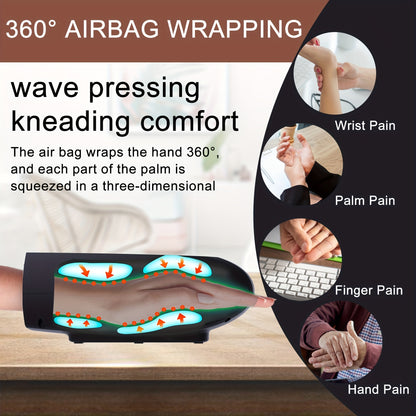 Hand Massager with Compression & Heating - For Arthritis, Relaxation, Carpal Tunnel and Finger Numbness | Ideal Holiday Gift for Family