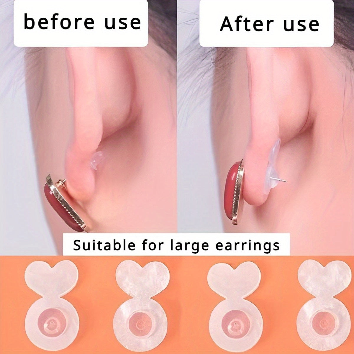 10pcs Silicone Earring Back Covers - Invisible Lifting Support Pads for Heavy Earrings, Non-Sagging Earlobes Safety Lifters