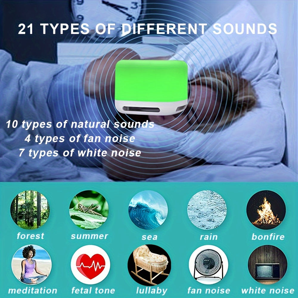 White Sound Machine with 7 Colors Night Lights – 24 Soothing Sounds, Timer, Portable for Home, Travel, and Office