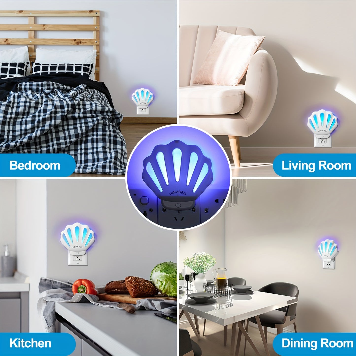 Flying Insect Trap HU002 - Plug-In Electric Bug Killer with Night Light and UV Attractant, Ideal for Bedroom, Kitchen and Office ( 1 Pack + 2 Refills )