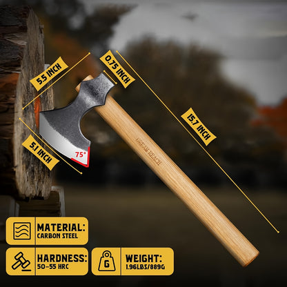 2 Pack Professional 16" Axes – Hand-Forged Viking Axes Set with Wooden Handles – Bushcraft & Carving Axes for Chopping Wood, Gardening, and Backyard Use