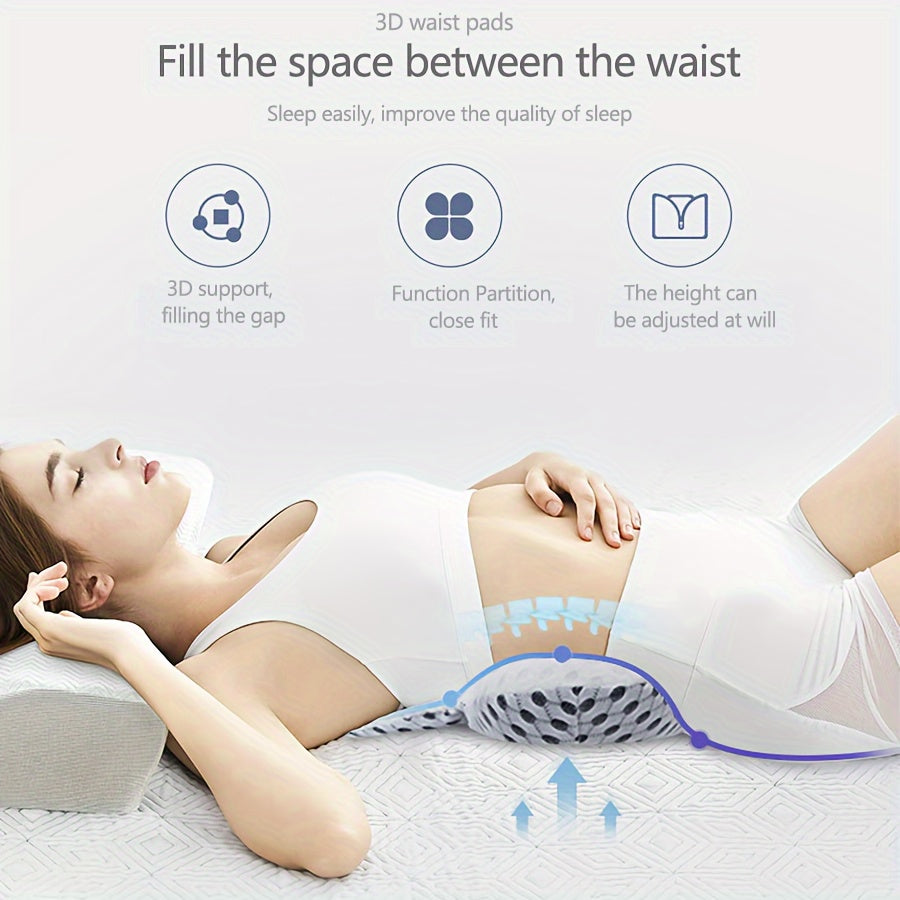 Sleeping Waist Support Pillow – 3D Breathable Mesh Bed Back Pillow, Adjustable Height for Soft Back Support, Ideal for Pregnant Women