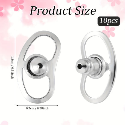 10pcs Secure Lock Earring Backs - Comfortable Solution for Droopy and Heavy Ears, Perfect for Studs and Hooks, Ideal Gift for Women